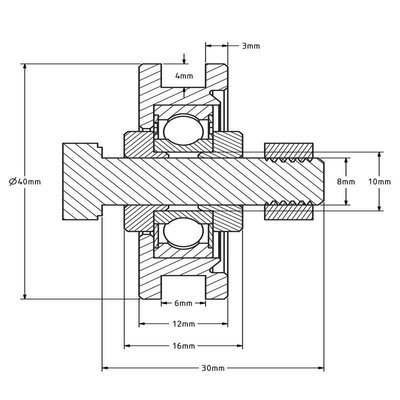 Rillenrad 40 mm mit Kantige Nut - 70 kg