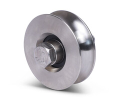 Edelstahl Rillenrad 78 mm mit Rund Nut - 200 kg