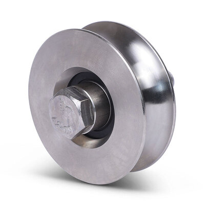 Edelstahl Rillenrad 80 mm mit Rund Nut - 200 kg
