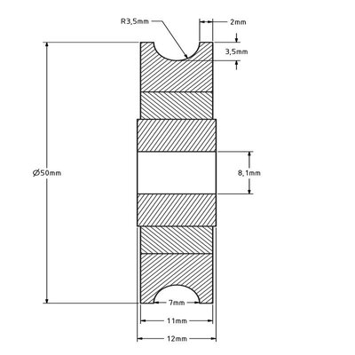 Kabelscheibe 50 mm mit Rund Nut - 85 kg