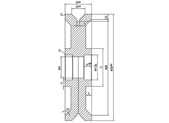 Laufrolle 200 mm mit V-Nut - 1400 kg