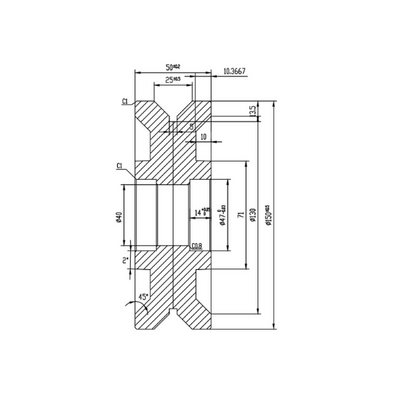 Rillenrad 150 mm mit V-Nut - 1200 kg