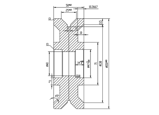Rillenrad 150 mm mit V-Nut - 1200 kg