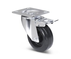 Hitzebeständige Gummi Lenkrolle mit Bremse 100 mm bis +250 °C - 80 kg