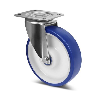 Polyurethan-Lenkrolle 200 mm - Edelstahl - 450 kg
