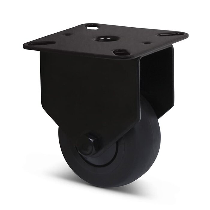 Schwarze Bockrolle 50 mm - Kugellager - Platte - 50 kg