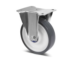 Elastische Polyurethan-Bockrolle 160 mm - Edelstahl - 350 kg