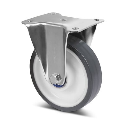 Elastische Polyurethan-Bockrolle 160 mm - Edelstahl - 350 kg