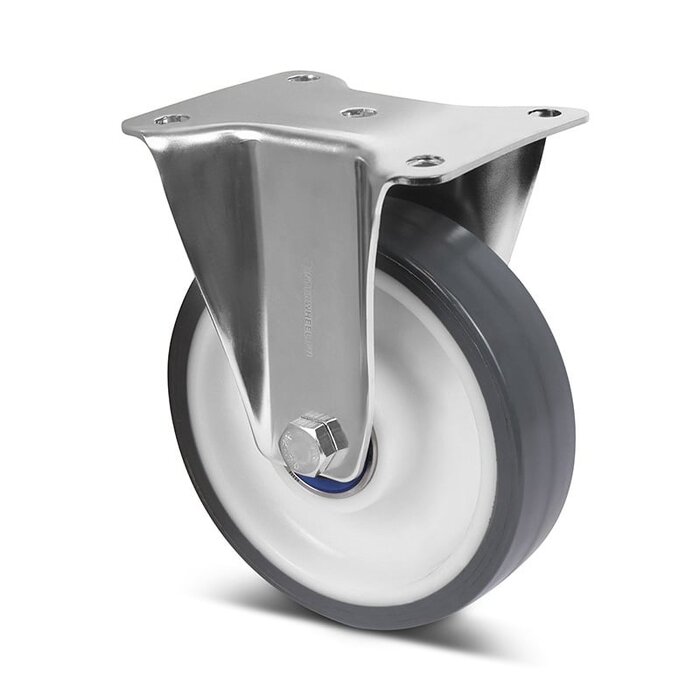 Elastische Polyurethan-Bockrolle 160 mm - Edelstahl - 350 kg