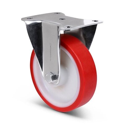 Edelstahl Polyurethan Bockrolle 160 mm - Rollenlager - 350 kg