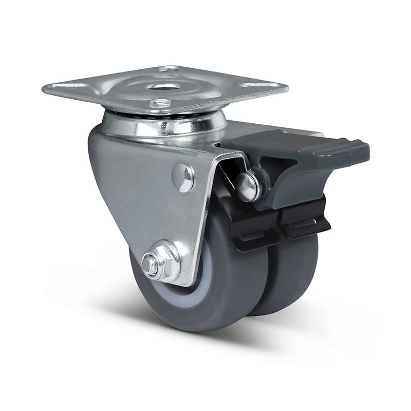 Apparate-Doppelrolle mit Bremse 50 mm - Gleitlager - Platte - 80 kg