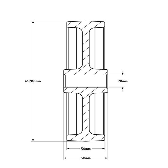 Polyamidrad 200 mm - Gleitlager 20 mm - 550 kg