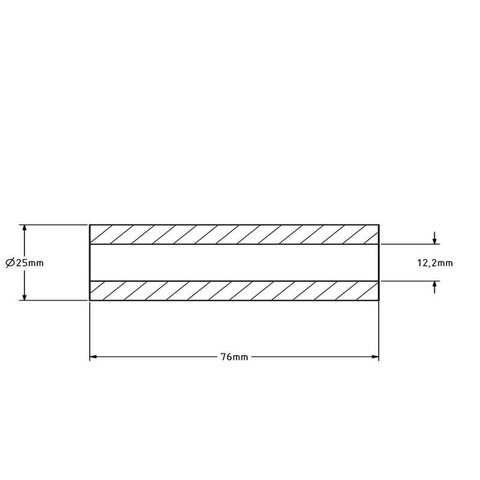 Achsbuchse - 25x12,2x76 mm | Verzinkter Stahl
