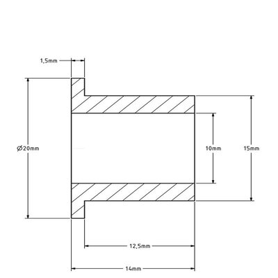 Achsbuchse (T) - 15x10x14 mm - Kunststoff