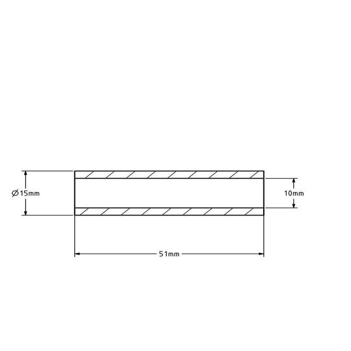 Achsbuchse - 15x10x51 mm | Edelstahl / Inox