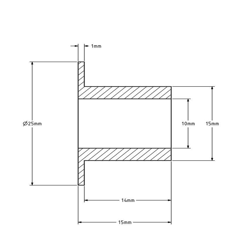 Achsbuchse (T) - 15x10x15 | verzinkter Stahl
