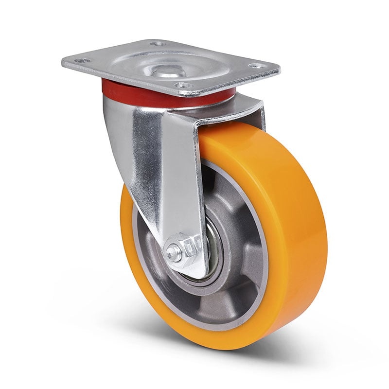 Polyurethan-Schwerlast-Lenkrolle 125 mm - Kugellager - 350 kg