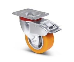 Polyurethan Schwerlast-Lenkrolle mit Bremse 100 mm - 300 kg