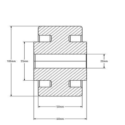 Polyamidrad 100 mm - Gleitlager 20 mm - 600 kg
