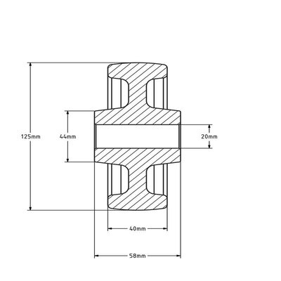 Polyamidrad 125 mm - Gleitlager 20 mm - 700 kg