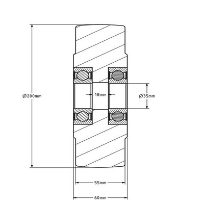 Gusspolyamidrad 200 mm - Kugellager 35 mm - 3000 kg