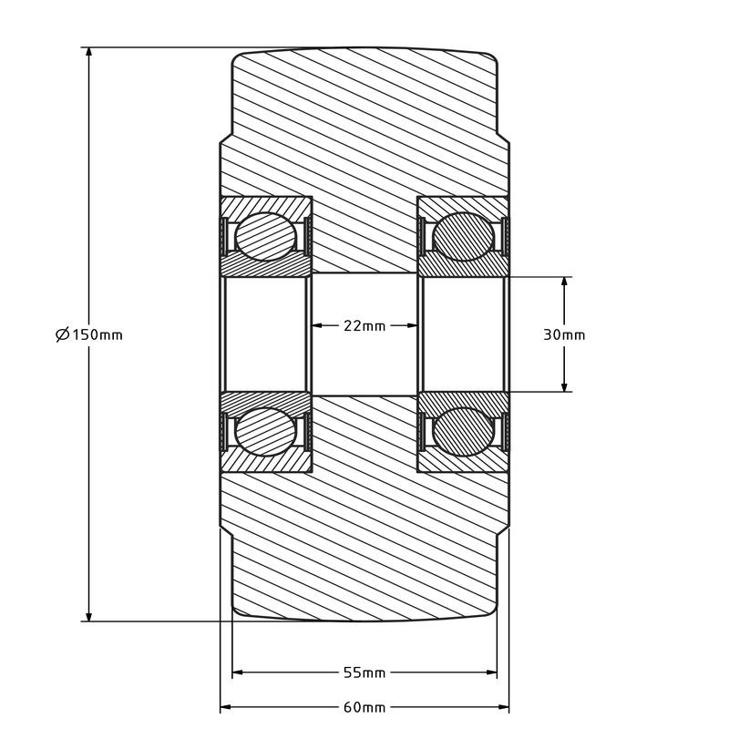 Gusspolyamidrad 150 mm - Kugellager 30 mm - 2500 kg