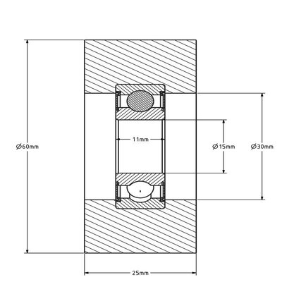 Polyurethan Führungsrolle 60 mm - Kugellager - 70 kg