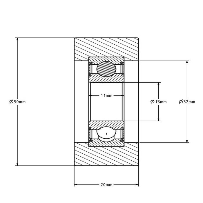 Polyurethan Führungsrolle 50 mm - 60 kg