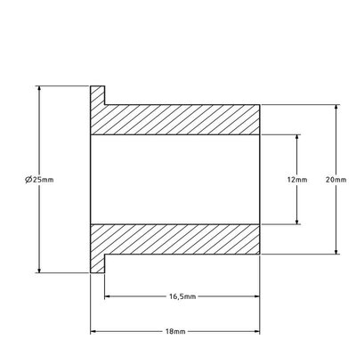 Achsbuchse (T) - 20x12x18 mm | verzinkter Stahl