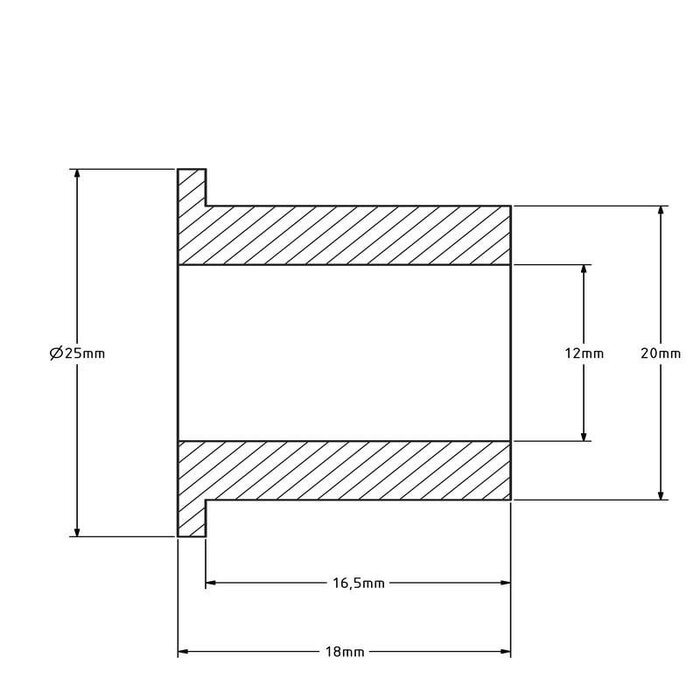 Achsbuchse (T) - 20x12x18 mm | verzinkter Stahl