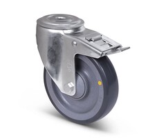 Derby Ruote ESD-Polyurethan-Lenkrolle mit Bremse 125 mm - Edelstahl - 100 kg