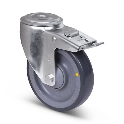 Derby Ruote ESD-Polyurethan-Lenkrolle mit Bremse 125 mm - Edelstahl - 100 kg