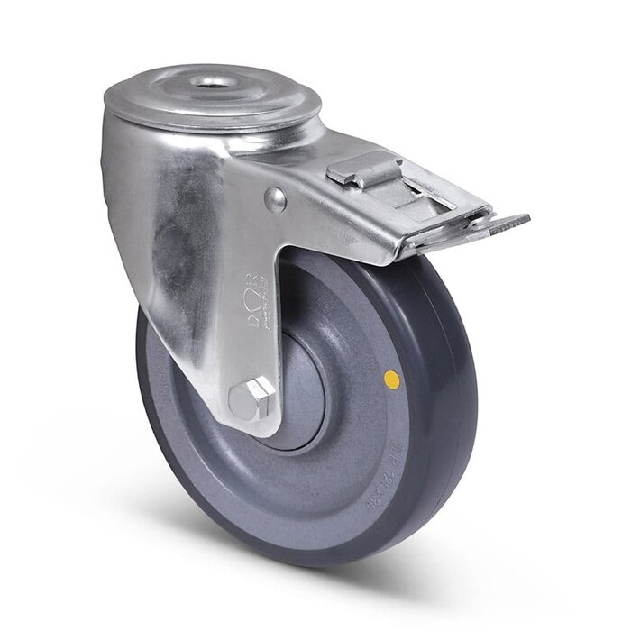 Derby Ruote ESD-Polyurethan-Lenkrolle mit Bremse 125 mm - Edelstahl - 100 kg