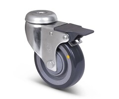 ESD-Polyurethan-Lenkrolle mit Bremse 100 mm - Edelstahl - 80 kg