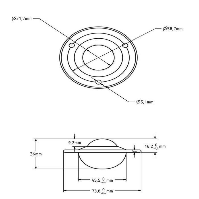 Kugelrolle 31,7 mm - Stahlblech-Gehäuse und Stahlkugel - 125 kg