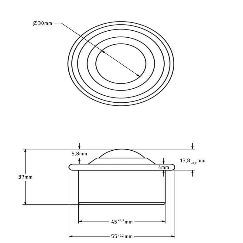 Kugelrolle 30 mm - Stahlblech-Gehäuse und Kunststoffkugel - 100 kg
