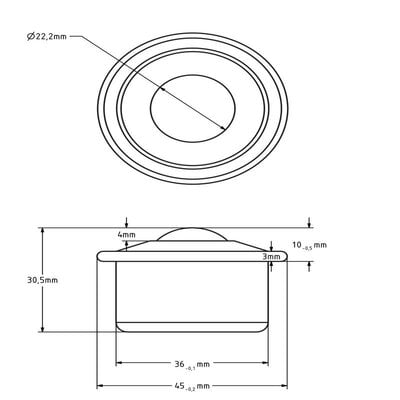 Kugelrolle 22,2 mm - Stahlblech-Gehäuse und Stahlkugel - 160 kg