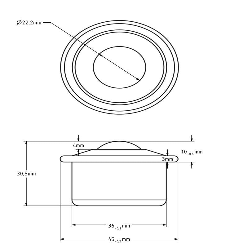 Kugelrolle 22,2 mm - Stahlblech-Gehäuse und Kunststoffkugel - 50 kg
