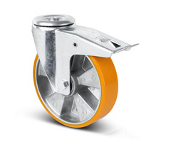 Polyurethan-Lenkrolle mit Bremse 200 mm - 400 kg