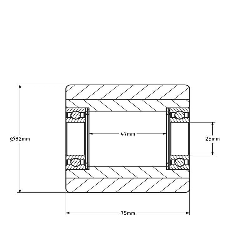 Polyurethan Hubwagenrolle 82x75 mm - Kugellager - 530 kg