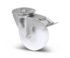 Edelstahl-Lenkrolle mit Bremse, 125 mm, Polyamid – 250 kg