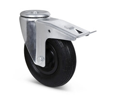 Luftbereifte Lenkrolle mit Bremse 200 mm Rillenprofil 4PR - 75 kg
