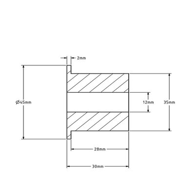 Achsbuchse (T) - 35x12x30 mm | Stahl verzinkt