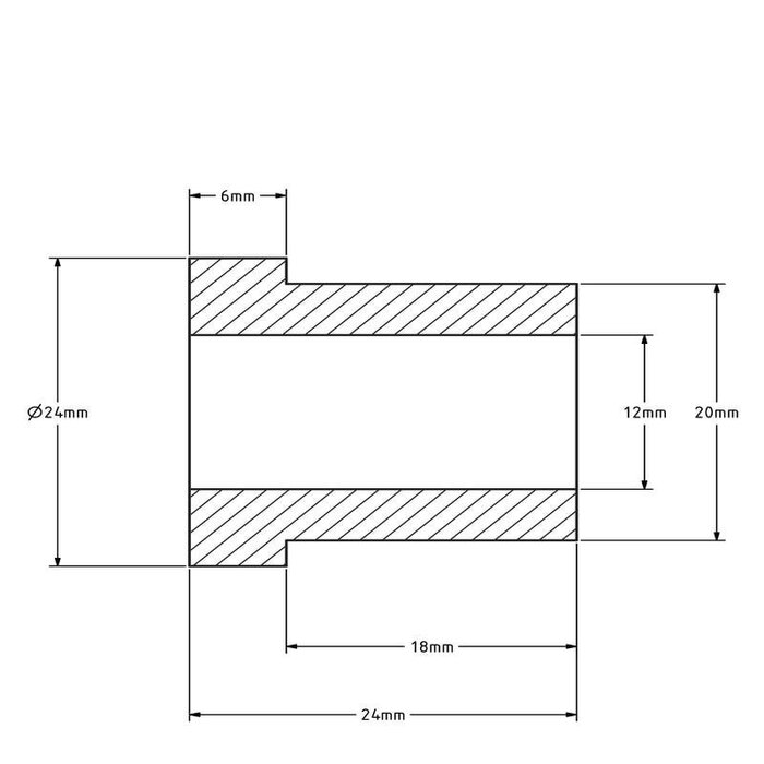 Achsbuchse (T) - 20x12x25 mm | Aluminium