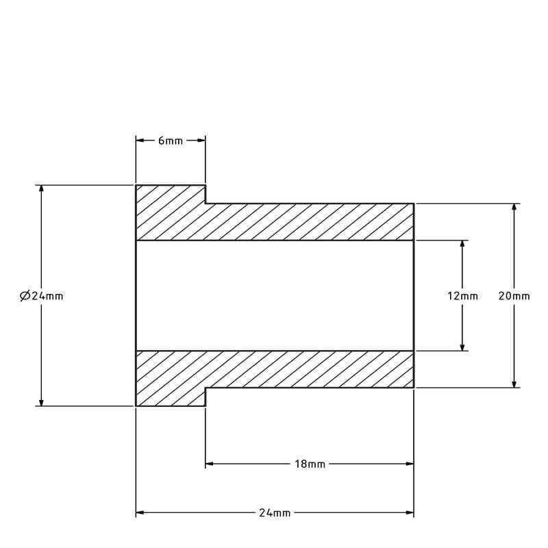 Achsbuchse (T) - 20x12x25 mm | Aluminium