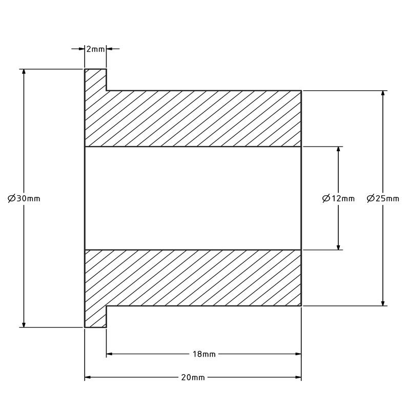 Achsbuchse (T) - 25x12x20 mm | Aluminium