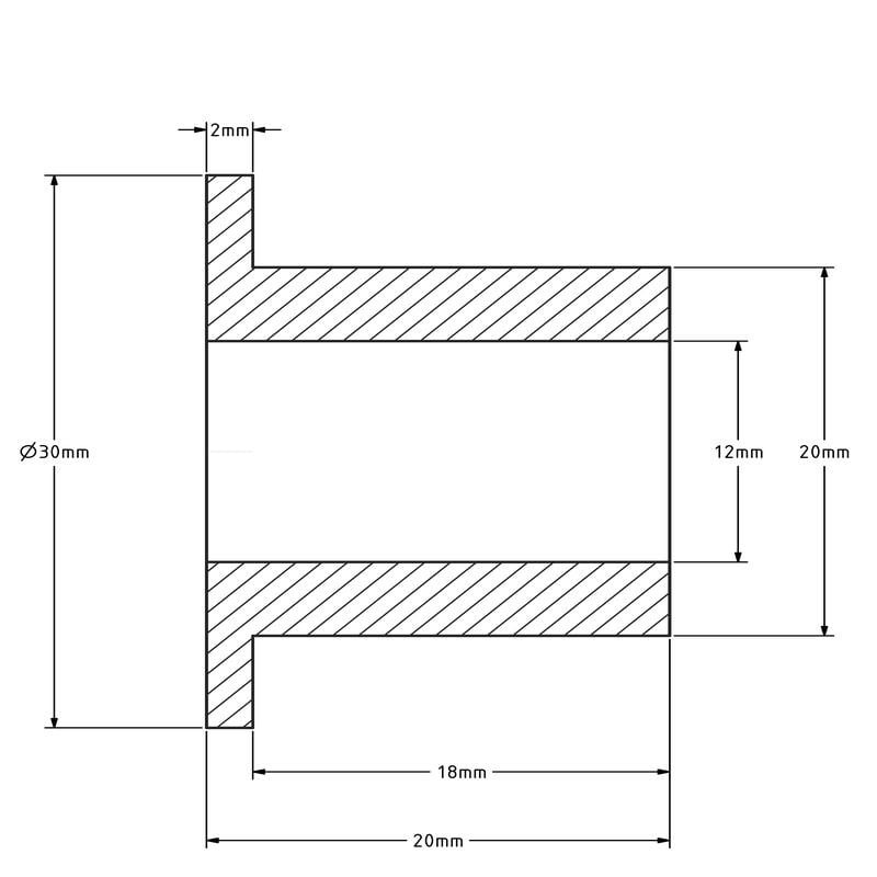 Achsbuchse (T) - 20x12x20 mm - Kunststoff