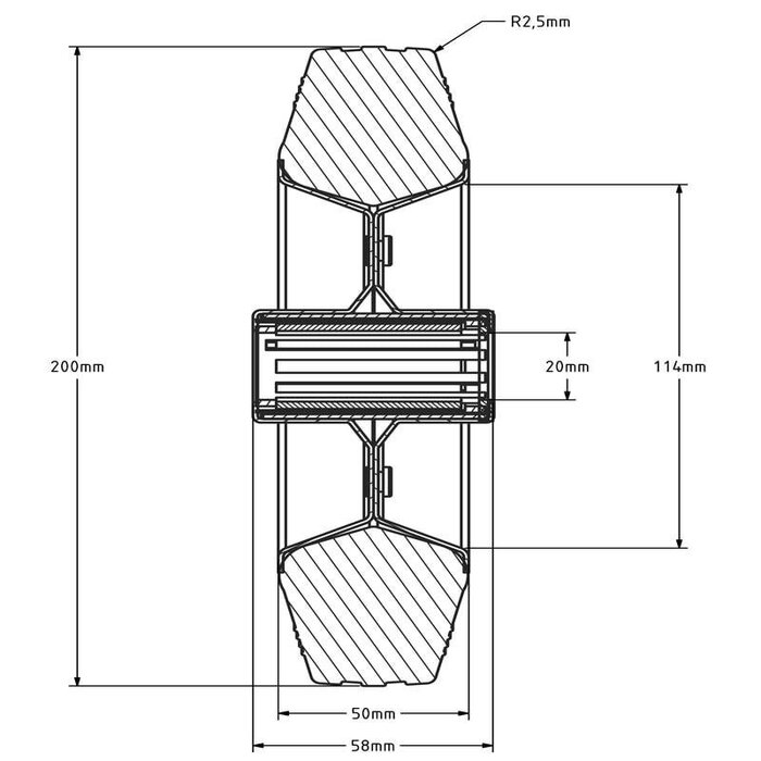 ESD-Vollgummirad 200 mm - Rollenlager 20 mm - 205 kg