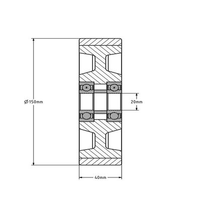 Polyurethanrad 150 mm - Kugellager 20 mm - 700 kg