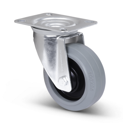 Gummi-Lenkrolle 100 mm – Kugellager – 160 kg